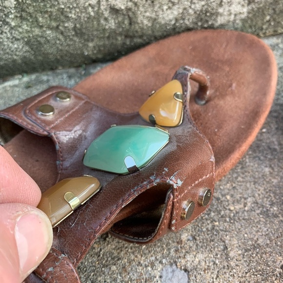 Anne Klein iFlex 8.5 M Slip On Sandals Brown Faux Stone Jewel LETICIA - Picture 4 of 7